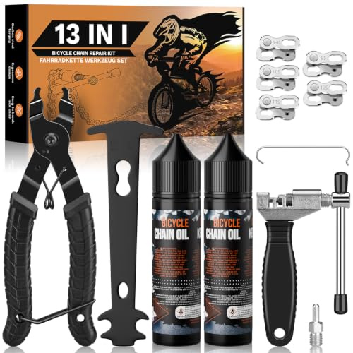 Scalnuvyyh kedjenitar, cykelset med 2 x 60 ml kedjeolja, cykelkedja, verktyg, cykelkedjor, reparationssats med kedjetryck, kedjelås, 5 par, 6–12 fack cykelkedjor, nitar