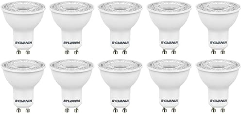 Sylvania GU10 LED Light Bulbs – 5W (50W Equivalent), 345 Lumen, Warm White (3000K) – Glass Lens Finish, Energy Efficient Spotlights – 10 Pack