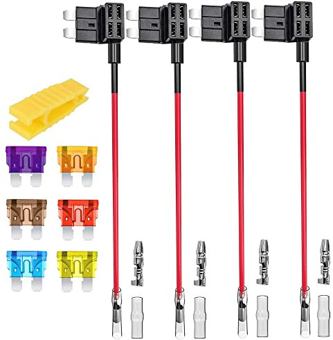 Gebildet Pack of 4 12 V - 24 V Standard ATC Car Fuses Thief, Medium Size Plug Fuse Distributor Blade Fuse with 6 Fuses (3A/5A/7.5A/10A/15A/20A)