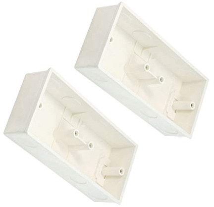 Aexit 2 Pcs Wall Plates & Accessories 166x77x38mm Flush-Type PVC Wall Mounted 2 Gang Junction Box Wall Plates Case White