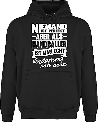 Hoodie Herren Pullover Männer - Handball EM 2026 Trikot Ersatz - Niemand ist perfekt aber als Handballer ist man echt verdammt nah dran - S - Schwarz - langer arm hanball handball-tshirt hoodies