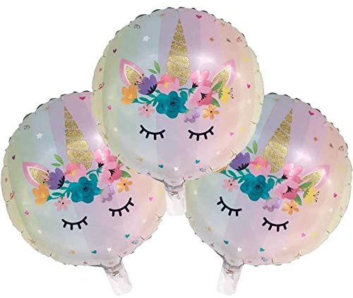 DIWULI Einhorn Geburtstagsdeko 3 Stück Einhorn-Luftballons - Einhorn Deko süß, Unicorn Mädchen Kindergeburtstag, Einhorn Geburtstag, Einhorn Party, Motto-Party Dekoration, Geschenk-Deko Folien-Ballon