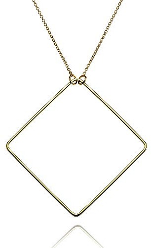 namana Langer quadratischer Anhänger mit Halskette, geometrische Goldkette für Damen, lange Halskette mit Geschenkbox