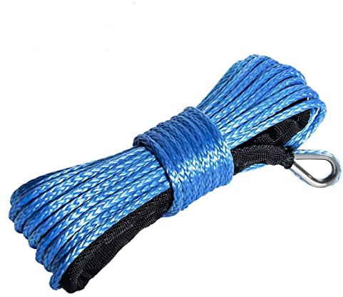 DEDC 1/4 x 50' Synthetic Winch Rope, Winch Cable Rope with Sheath for ATVs Winches UTV SUV Truck Boat (6mm x 15m)