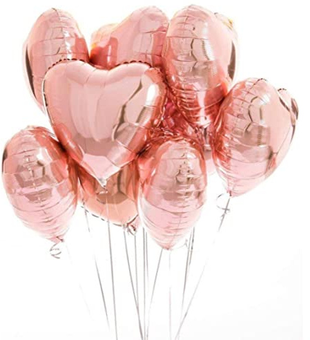 envami® envami Herzluftballons Herzballons Folienluftballons 10 STK. - Ideal als Hochzeitsdeko, Geburtstagsdeko oder Partydekoration (Roségold)