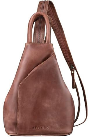 STILORD Lyanna Mochila Bandolera Cuero para Mujer Vintage Backpack Casual Mini Mochila Cruzada 2 in 1 Pequeña Bolsa de Mano Bolso Diario Auténtica Piel Color:Messina - marrón