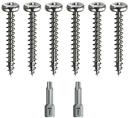 Spax Holzschrauben-SET Vollgewinde + Torx Bit | 6 Größen: 3x20; 3x30; 4x35; 4x45; 5x30; 5x40 | Edelstahl A2 - rostfrei