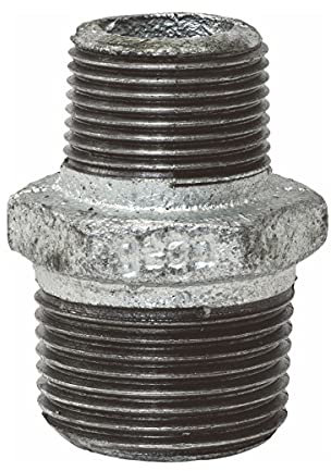 Temperguss-Gewindefitting verzinkt Reduziernippel, AG x AG 1 1/2 x 1 Zoll, Typ 245, DVGW