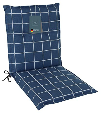 LILENO HOME Gartenstuhl Auflagen als [1er Set - Niedriglehner] in | Yacht-Karo Dunkelblau - bequeme Liegen als Sitzauflagen für Gartenmöbel - Stuhlkissen für Gartenstühle und Klappstühle