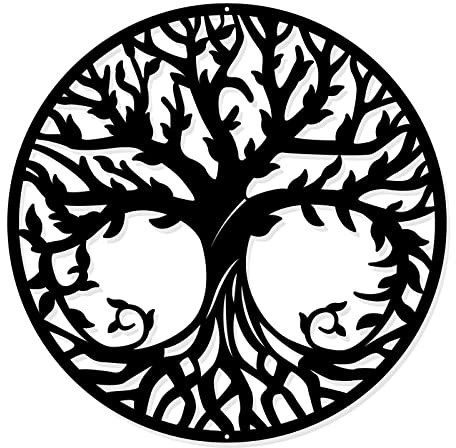 NBEADS Baum Des Lebens Metall Wanddekoration, 30cm Schwarz Wandbehang Dekor Silhouette Wandkunst Für Zuhause Schlafzimmer Wohnzimmer Badezimmer Küche Büro Garten Hotel Wanddekoration