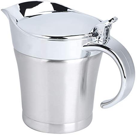 Sauciere, Edelstahl Doppelwandige Sauciere Isolierte Sauciere Sauciere mit Klappdeckel Soßenschüssel Edelstahl Sauce Krug mit Scharnierdeckel für Tomatensauce Creme 450ml