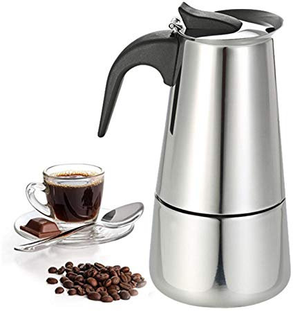 Cafetiere 2 tazze in acciaio inox piano cottura a induzione italiano caffettiera 100 ml moka pot per caffè espresso moka cappuccini, Lattes