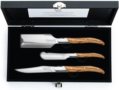 Laguiole Style de Vie Charcuterie set Luxury Line, 3-teilig, Olivenholz