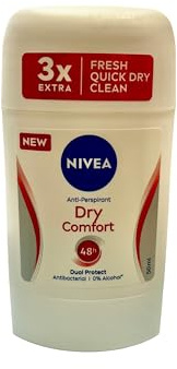 NIVEA Stick DRY COMFORT Delicate Reliable Dual-action Formula Anti-perspirant 48h Sweat Protection Patented Emulsion Technology Climate Friendly, 50ml (PACK OF 2)