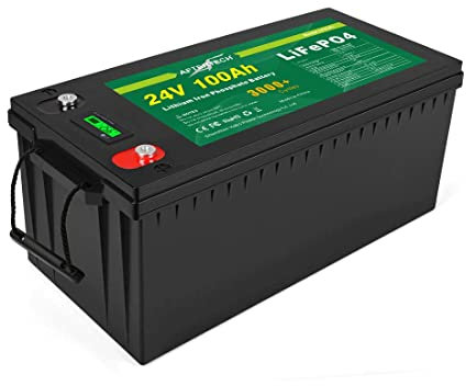 AFTERTECH Lifepo4 24 V 100 Ah wiederaufladbarer Lithium-Eisen-Phosphat-Akku 3000+ tiefe Zyklen 25,6 V 2,56 kWh