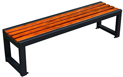 Yclty Home Outdoor Gartenbank, Rückenfreie Industrielle Holz- Und Eisenbank für Patio-Picknickbank, Moderne Schlanke Outdoor-Veranda-Park-Essmöbel (Size : 100cm/39.4in)