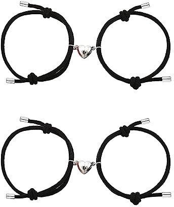 LuLiyLdJ 2er-Set Magnetische Paar-Armbänder, Ziehen sich gegenseitig an, Geflochtene passende Armbänder, Freundschaftsarmbänder, Geschenke für Frauen und Männer