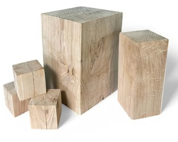 Bloques de Roble, Bloques de Madera Maciza de 10x10x...cm, columnas de Roble tratadas, Bloques Decorativos de Madera, Soporte de Flores, Natural, rústico, Hecho a Mano, Artesanal (10x10x15cm)
