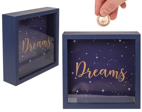 Dreams - Hucha de Madera (20 x 20 cm, con Marco) Azul