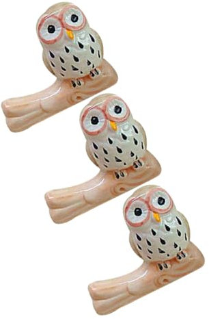 Alipis 3pcs Owl Chopstick Rest Ceramic Japanese Style Home Kitchen Utensil Holder Spoon Fork Rest Chopsticks Pillow for Dining Table