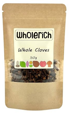 Wholerich Whole Cloves 50g | Sun Dried Dried Clove Buds from Indonesia | Warm Aromatic Spice for Mulled Wine, Baking & Cooking | Vegan & Additive-Free