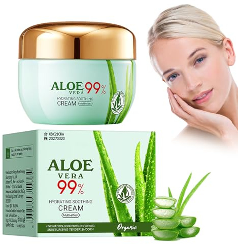 Crema Idratante e Lenitiva Con Estratto di Aloe Vera, Crema Antirughe, Facial Cream, Crema Viso Anti Età, Per Idratare, Nutrire, Illuminare il Tono Della Pelle e Ridurre le Rughe Sottili