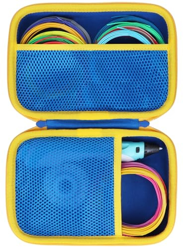 Lebakort hårt skydd fodral för SCRIB3D P1 3D-utskriftspenna/MYNT3D Super 3D-penna/3Doodler Start 3D-utskriftspenna, Blå + gul, Etui