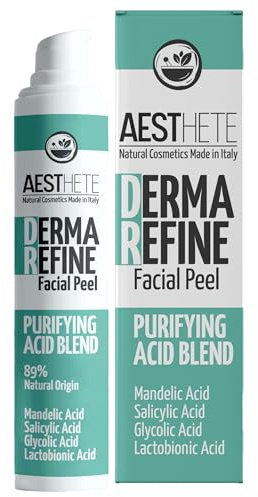 Gesichtspeeling Mit Salicylsäure, Mandelsäure Und Glykolsäure AHA BHA Mitesserentferner Gegen Pickel Und Poren Verkleinerung Für Frauen Und Männer Sensible Haut Zum Abspülen - Made in Italy 50ml