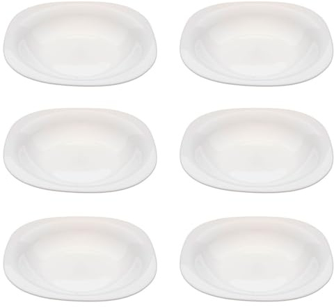 Tradineur - Pack de 6 platos hondos cuadrados, modelo Boreal, vidrio opal, extra resistentes, vajilla de cocina, aptos para lavavajillas (Blanco - 22 x 22 cm)