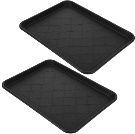 Lot de 2 petits plateaux à chaussures et porte-couverts de qualité commerciale pour une utilisation en extérieur, plateau réglable et tapis de coffre pour l'organisation d'articles divers, tapis en