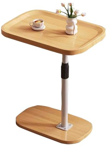 WYHBXD C-förmiger Beistelltisch mit Metallrahmen, höhenverstellbarer C-Tisch, Kleiner Beistelltisch für Couch, Laptoptisch für Sofa, TV-Tabletttisch für Wohnzimmer und Schlafzimmer(Wood Color)