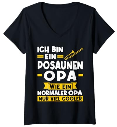Damen Ich bin ein Posaunen Opa Posaune T-Shirt mit V-Ausschnitt