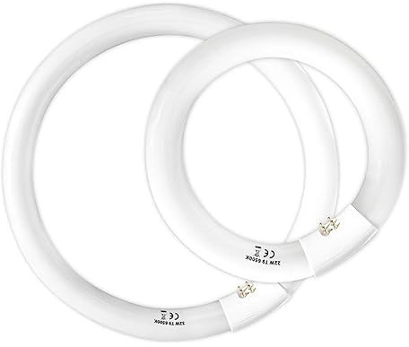 FC12T9/CW 32W and FC16T9/CW 40W Cool White Set, Round Fluorescent Light Bulb 12 inch T9 32 Watts & 16 inch 40 Watts Circular Bulb, Circline Kitchen and Bath Light Bulbs, 4100K, G10q 4 pin Prong