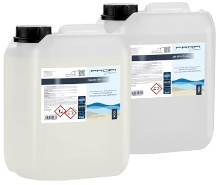 PROFI-Clean Pool-Paket: Chlorreiniger & ph- Minus flüssig pH Senker | Poolreinigung Desinfektion & pH-Wert-Anpassung