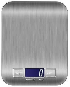 MOKLYF Báscula electrónica Recargable de Acero Inoxidable de 5 kg/10 kg, báscula de Cocina, para el hogar, para Pesar Joyas, Alimentos, Aperitivos, Herramientas par(Un Color - 5 kg G064A
