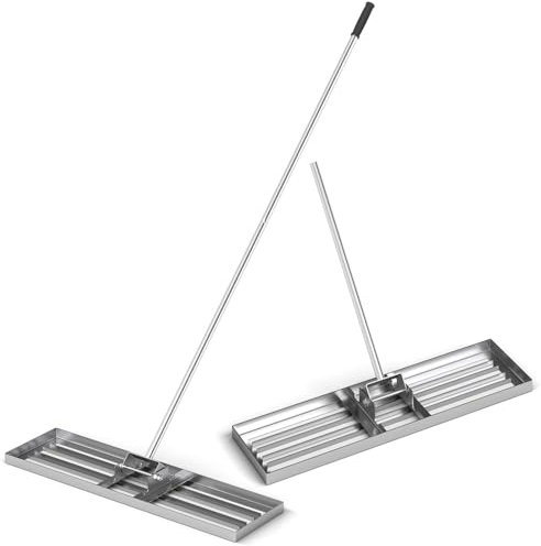 COSTWAY Lawn Leveling Rake, 30”/36”/42” x 10” Lawn Leveler with 77” Ergonomic Handle, Heavy Duty Landscape Rake Soil Leveling Tool for Garden, Golf Course and Farm (36” x 10”/91 x 25cm, Silver)