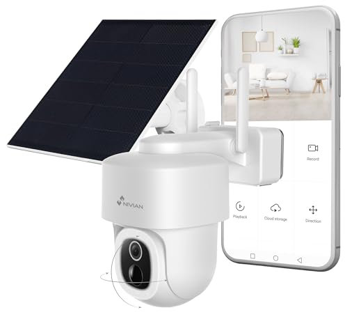 NIVIAN Cámara WiFi Exterior 2.5K Super HD con Batería y Placa Solar | Seguridad Sin Cables y Sin Preocupaciones | Detección Humana IA, Visión Nocturna, Audio Bidireccional, Control App, Alexa/Google