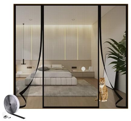 Zanzariera per porte W160xH190cm Nero Zanzariera magnetica Tende magnetica vivavoce varie misure per porta scorrevole cantina e scorrevole
