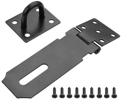 Heavy Duty Stainless Steel Padlock Hasp and Staple - 4 Inch Security Door Clasp for Shed, Gate, Cabinet, Window - Corrosion-Resistant Shed Door Latch with Screws for Home, Garden, Pet Cage