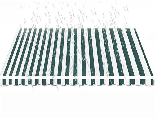 ZYXQQJ Klemmmarkise Ersatz Markisentuch 250cm 300cm Markisen-Ersatzstoff Wasserdicht Markisenbespannung Markisen Ersatzteile(Green Stripe,6.5x5ft/200x150cm)