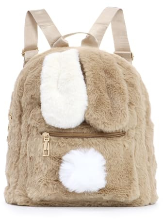 Freiesoldaten Mujeres Bonito Peluche Mullido Mochila Niñas Kawaii Orejas de Conejo Mochila para uso Diario Compras Viajes