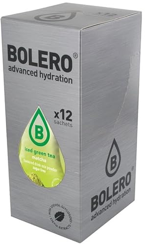 Bolero Drink Box 12x8g | Té Verde Helado Matcha | Sin Azúcar | Bajo en Calorías | Bebida Instantánea Refrescante y Saludable