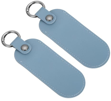 sourcing map 2 Pcs Leather USB Flash Drive Holder,Keychain Holder 5x1.7 Portable Storage USB Case Protective Carrying Case with Keychain for Flash Drive,Blue