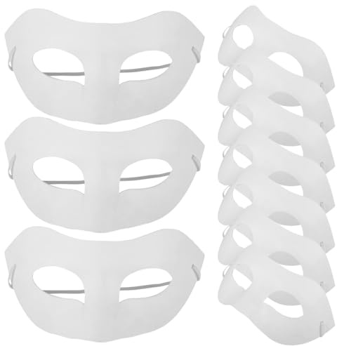 iplusmile 10 Pièces Masque de Mascarade Papier Blanc à Décorer, Demi Masque Blanc à Peindre pour Halloween et Carnaval, Vierges DIY pour Activités Manuelles, Fête Anniversaire Enfants Adultes