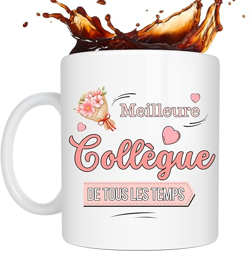 Jassimino cadeau Collègue - Mug Collègue - tasse Collègue Original - cadeaux pour Femmes original - tasse a cafe original -mug personnalisé Collègue- tasse rigolote -idee cadeau Femme anniversaire -