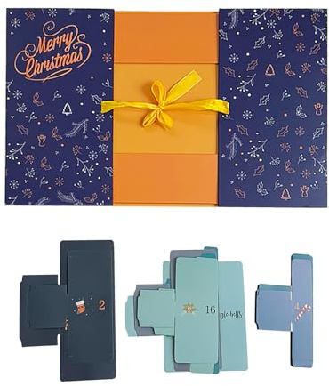 Christmas Advents Calendarss Boxes to Fill, Christmas Countdowns Calendars Package Wrap 2025, 24-Day Advents Calendars to Fill Yourself, for Winter Holiday College Students Teens Adults
