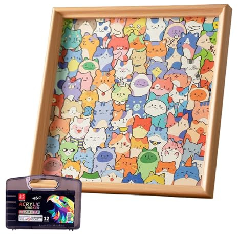 lyanny Cat Puzzle | Wooden Coloring Educational Toys - Hand-Painting Jigsaw Puzzle Toys - for Kids Girls Home Travel Bedroom Playroom Classroom Homeschool Preschool Birthday Christmas