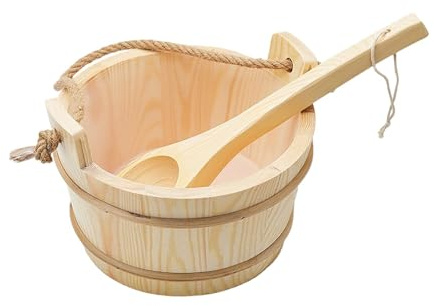 Sharplace Barril de Madera para Sauna Y Bañera de Cucharón, Cubo de Madera para Sauna, Baño de Spa