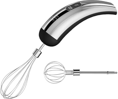 5 Speeds Electric Hand Mixer, Cordless Hand Blender with 2 Stainless Steel Mixing Whisk, Portable Immersion Blender Rechargeable for Food & Cooking Cake
