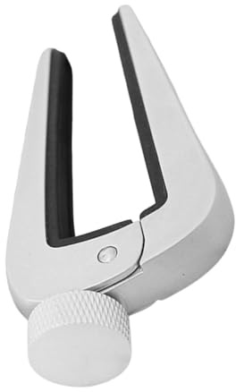 PRETYZOOM Cejilla para Guitarra Ajustable de Aleación de Zinc Plateada para 6/12 Cuerdas, Capo Afinador para Guitarra Acústica, Eléctrica, Clásica, Mandolina, Herramienta para Cuerdas,